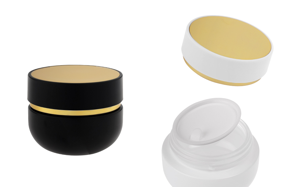 Bocal en verre de 50 ml avec couvercle (avec joint intérieur) et joint en plastique Bocal en verre de 50 ml avec couvercle (avec joint intérieur) et joint en plastique-photo_produit