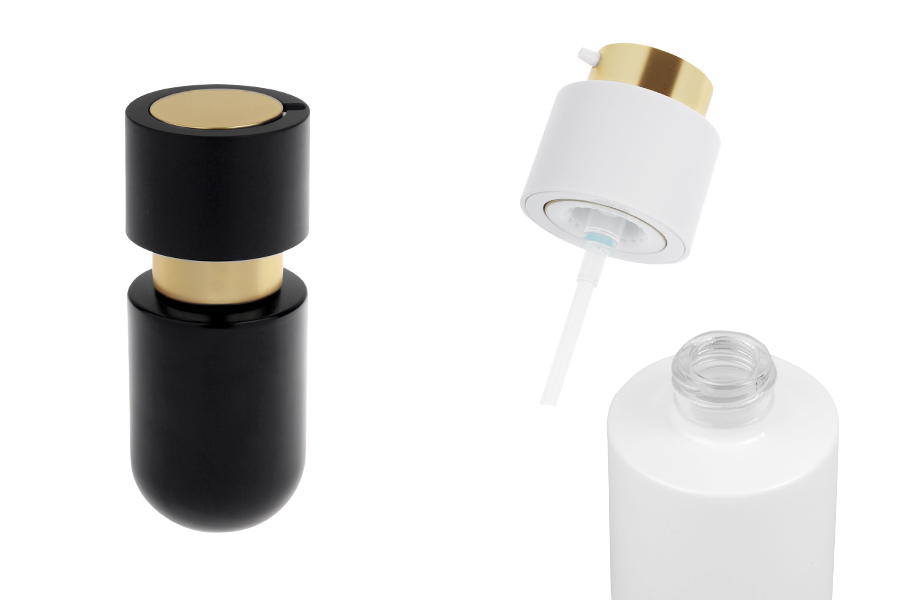 30-ml-Glasflasche mit goldener Pumpe für Creme-produktbild