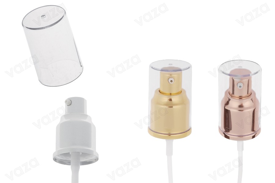 24/410 plastic cream pump with aluminum coating and clear cap-image_product