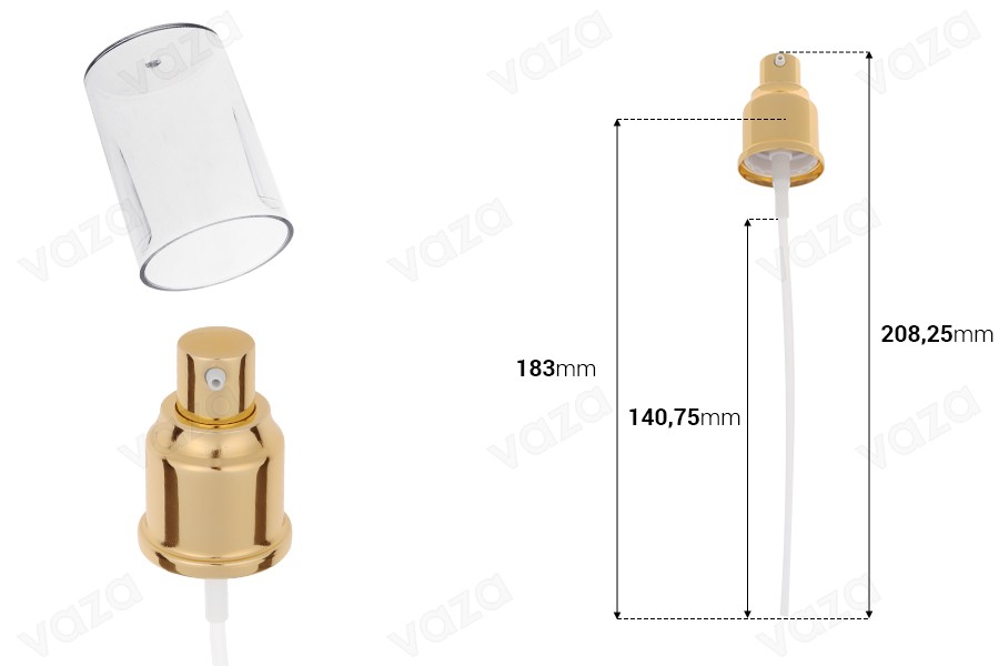 24/410 plastic cream pump with aluminum coating and clear cap-image_dimensions