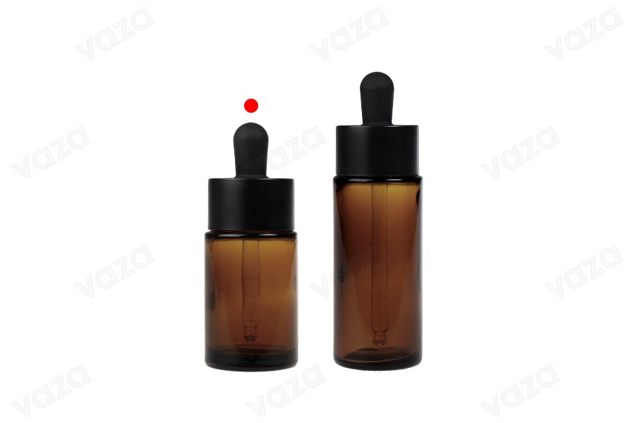 Flacon en verre de 30 ml avec compte-gouttes et égouttoir noir MAT-photo_groupe