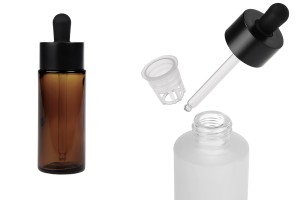 Flacone in vetro da 50 ml con contagocce e scolapiatti neri OPACHI-εικόνα_προϊοντική