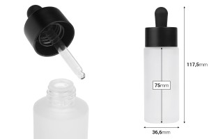 Flacone in vetro da 50 ml con contagocce e scolapiatti neri OPACHI-εικόνα_διαστάσεις