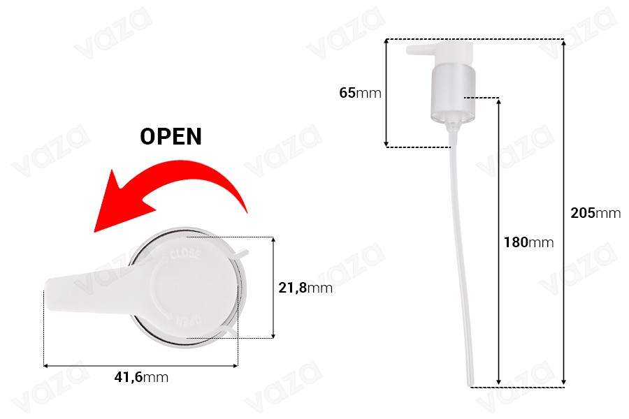 Pompa per crema in plastica bianca PP24/410 con molla esterna e sistema di apertura/chiusura Pompa per crema in plastica bianca PP24/410 con molla esterna e sistema di apertura/chiusura-dimensioni_immagine