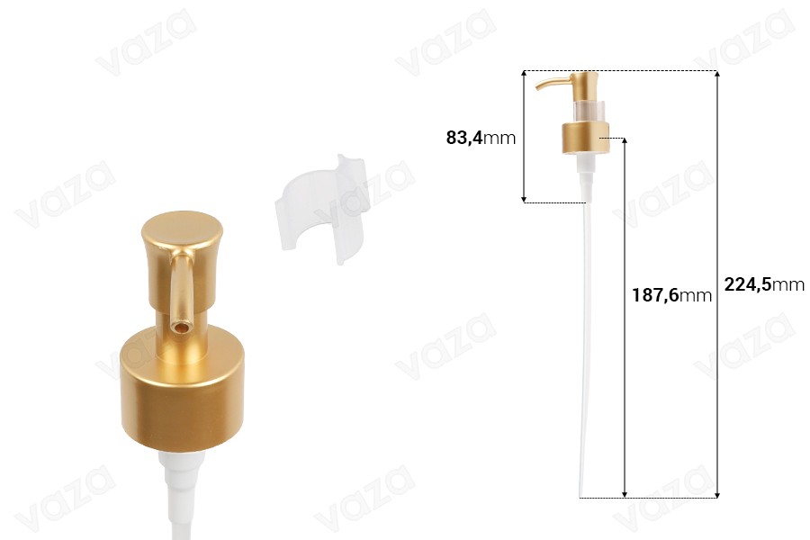 Pompa per crema in plastica color oro PP24/410 (07-0,75cc/pressione) Pompa per crema in plastica color oro PP24/410 (07-0,75cc/pressione)-dimensioni_immagine