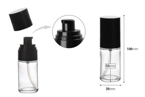 Siyah krem pompası ve kapaklı 30ml cam şişe (PP18)-2