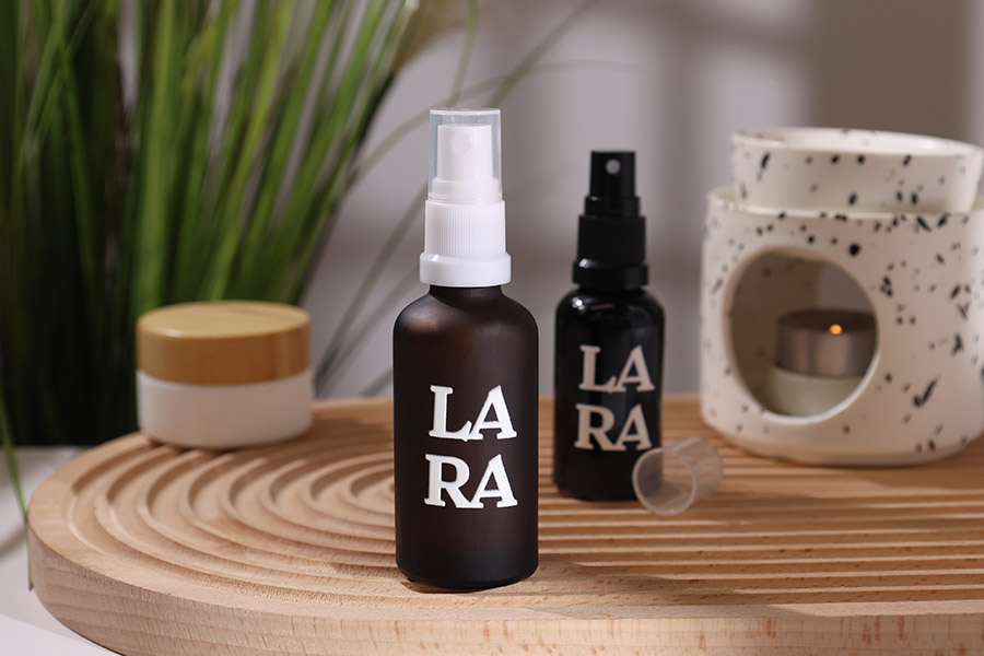 Shishe qelqi 50 ml për vajra esencialë, ngjyrë karamel mat, me grykë PP18.-imazh_grup