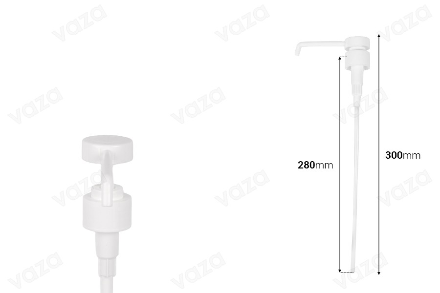 Long nozzle white plastic pump with 28/410 finish Long nozzle white plastic pump with 28/410 finish-image_dimensions