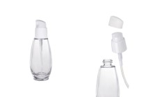 50ml glass cream bottle with plastic dispenser pump with PP18 finish