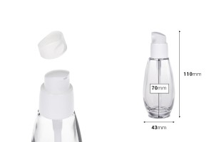 50ml Glasflasche mit Kunststoffpumpe (PP18)-bildabmessungen