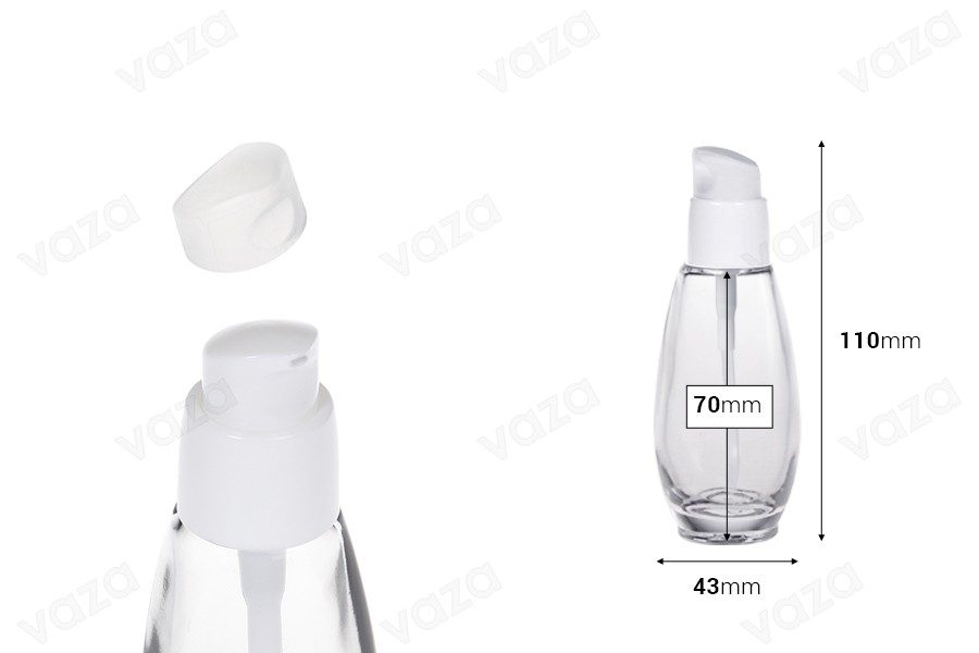 Μπουκάλι 50 ml γυάλινο με πλαστική αντλία (PP18) Μπουκάλι 50 ml γυάλινο με πλαστική αντλία (PP18)-εικόνα_διαστάσεις