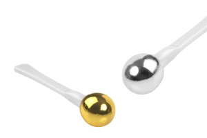 Πλαστική σπάτουλα για κρέμα 57mm με στρογγυλή ασημί ή χρυσή μεταλλική απόληξη-εικόνα_προϊοντική