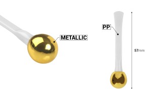 Πλαστική σπάτουλα για κρέμα 57mm με στρογγυλή ασημί ή χρυσή μεταλλική απόληξη-εικόνα_διαστάσεις
