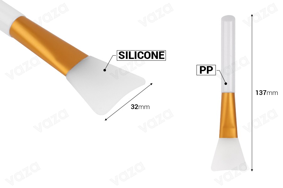 Silikonspatel - Pinsel 137 mm mit Kunststoffgriff für Creme mit Gold- oder Silberdetail - 50 Stück-bildabmessungen