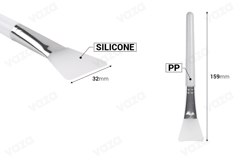 Spatul - furçë silikoni 159 mm me dorezë plastike për krem me detaje argjendi-imazh_dimensione