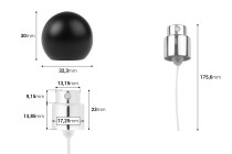 Sprühflasche mit mattschwarzer, kugelförmiger (kleiner) Kappe für Parfümflaschen mit 15-mm-Sicherheitsverschluss-bildabmessungen