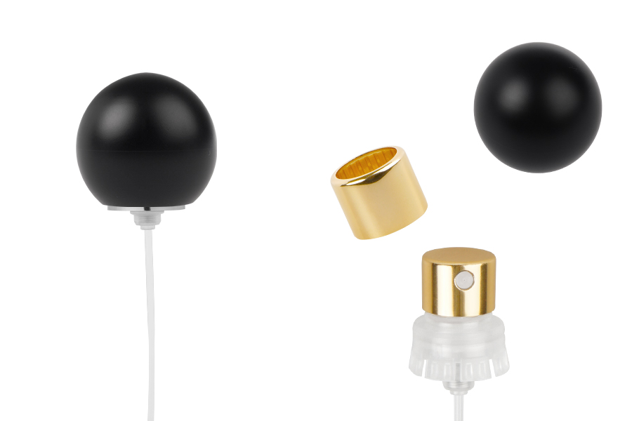 Sprej me kapak sferik mat të zi (të madh) për shishe parfumi me mbyllje sigurie crimp 15 mm.   -imazh_produkt