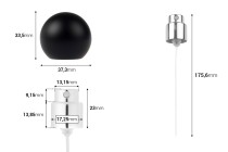 Sprej me kapak sferik mat të zi (të madh) për shishe parfumi me mbyllje sigurie crimp 15 mm.   -imazh_dimensione