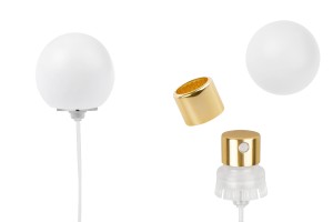 Sprühflasche mit weißer, matter, kugelförmiger (kleiner) Kappe für Parfümflaschen mit 15-mm-Bördelverschluss-εικόνα_προϊοντική