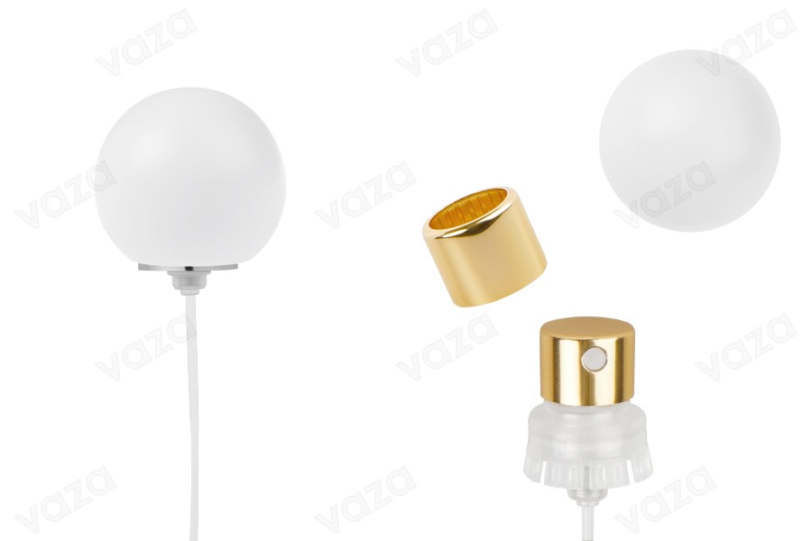 Spray with white matte spherical (big) cap for perfume bottles with 15 mm crimp safety closure-image_product