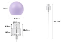 Set – Aluminium-Sprühkopf und lila Kugelkappe (klein) für Flaschen mit 15/400-Auslauf-bildabmessungen