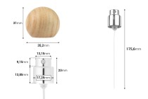Spray with wooden (light) spherical cap for perfume bottles with 15 mm crimp safety closure-image_dimensions