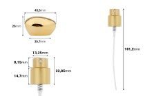 Set composto da vaporizzatore in alluminio e tappo dorato di lusso per flaconi con beccuccio 15/400.-dimensioni_immagine