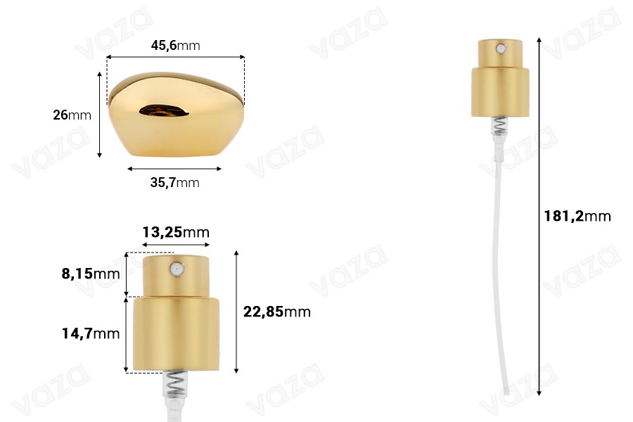 Set – Aluminium-Sprühflasche und luxuriöser Goldverschluss für Flaschen mit 15/400-Auslauf Set – Aluminium-Sprühflasche und luxuriöser Goldverschluss für Flaschen mit 15/400-Auslauf-bildabmessungen