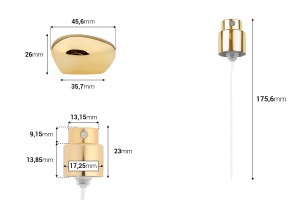 Vaporisateur avec capuchon doré de luxe pour flacons de parfum à sertir de sécurité de 15 mm-εικόνα_διαστάσεις