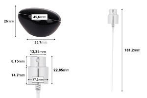 Set – Aluminium-Sprühflasche und schwarzer Luxusverschluss für Flaschen mit 15/400-Auslauf-εικόνα_διαστάσεις