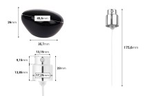 Sprej me kapak luksoz të zi për shishe parfumi me mbyllje sigurie 15 mm me krehje. Sprej me kapak luksoz të zi për shishe parfumi me mbyllje sigurie 15 mm me krehje.-imazh_dimensione