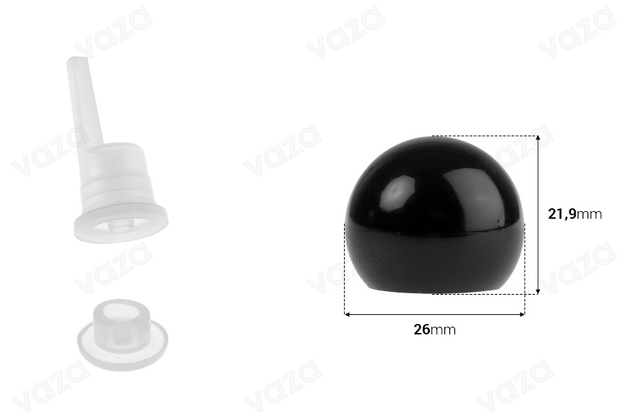 Bouchon en plastique avec dispositif de contrôle du débit pour flacons d'huiles essentielles PP18 - 50 pièces-photo_dimensions