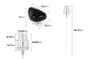 Ensemble - vaporisateur en aluminium et bouchon de luxe pour flacons de parfum avec bec verseur 15/400-εικόνα_διαστάσεις