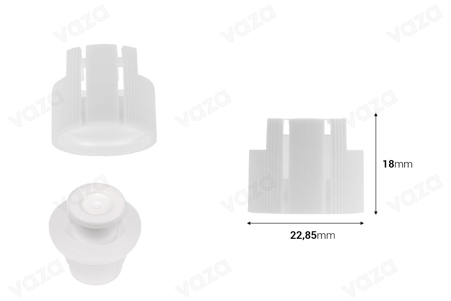 Sicherheitsverschluss aus Kunststoff für Flaschen mit 20-mm-Hals – 50 Stück Sicherheitsverschluss aus Kunststoff für Flaschen mit 20-mm-Hals – 50 Stück-bildabmessungen