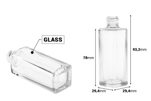 Flacon de parfum de 30 ml en verre carré 18/415-photo_dimensions