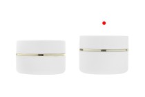 Kavanoz plastik (PP) 50 ml për krem në ngjyrë të bardhë MAT me kapak të bardhë MAT, lugë dhe guarnicion plastik-imazh_grup