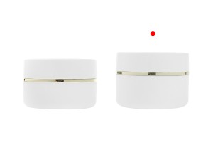 Pot en plastique (PP) 50 ml pour crème de couleur blanc MAT avec couvercle blanc MAT, cuillère et joint en plastique-photo_groupe