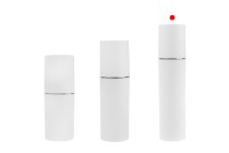 Shishe 100 ml me ngjyrë të bardhë MAT me shirit argjendi ose të artë, me pompë krem dhe kapak të bardhë MAT-imazh_grup