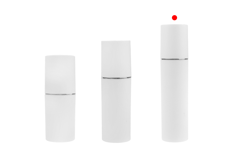 Shishe 100 ml me ngjyrë të bardhë MAT me shirit argjendi ose të artë, me pompë krem dhe kapak të bardhë MAT-imazh_grup