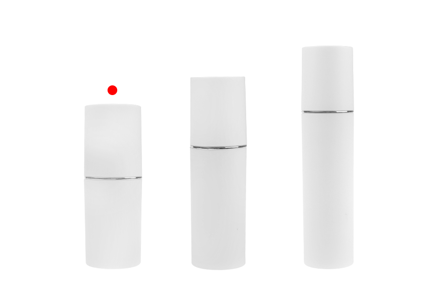 Flacone da 30 ml di colore bianco OPACO con striscia argento o oro, con spray e tappo bianco OPACO-gruppo_immagini