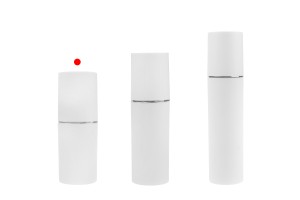 30-ml-Flasche in Mattweiß mit silbernem oder goldenem Streifen, mit Cremepumpe und mattweißem Verschluss-εικόνα_σύνθεση