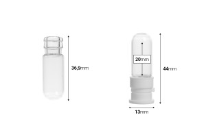 2-ml-Glasfläschchen mit Kunststoff-Sicherheitskappe für Probenahme, Arzneimittel und Homöopathen - 25 Stück-εικόνα_διαστάσεις