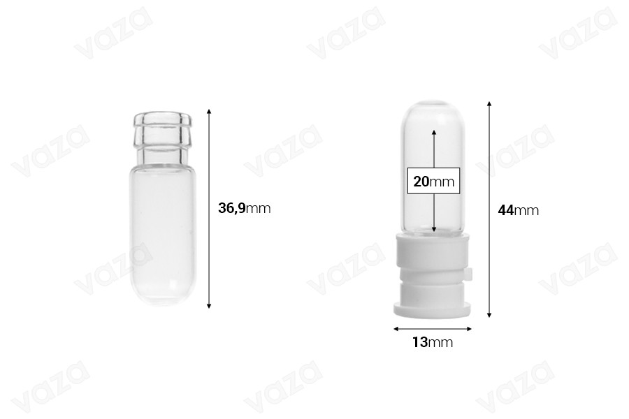 Φιαλίδιο 2 ml γυάλινο, με πλαστικό καπάκι ασφαλείας για δειγματισμό, φάρμακα και ομοιοπαθητικά - 25 τμχ-εικόνα_διαστάσεις