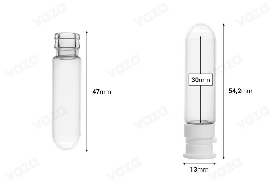 Flacon en verre de 3 ml, avec bouchon de sécurité en plastique pour l'échantillonnage, les médicaments et les produits homéopathiques - 25 pcs Flacon en verre de 3 ml, avec bouchon de sécurité en plastique pour l'échantillonnage, les médicaments et les produits homéopathiques - 25 pcs-photo_dimensions
