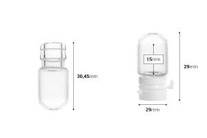 1 ml Glasfläschchen mit Kunststoff-Sicherheitskappe für Probenahme, Arzneimittel und Homöopathen-εικόνα_διαστάσεις