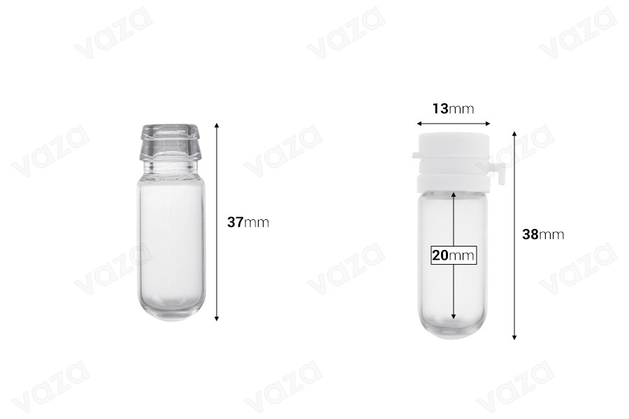 2 ml glass sample bottle with plastic leak-proof lid for toiletries, beauty products and other mixtures - available in a package with 25 pcs 2 ml glass sample bottle with plastic leak-proof lid for toiletries, beauty products and other mixtures - available in a package with 25 pcs-εικόνα_διαστάσεις