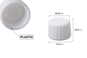 Bouchon blanc en plastique avec sécurité PP28-photo_dimensions