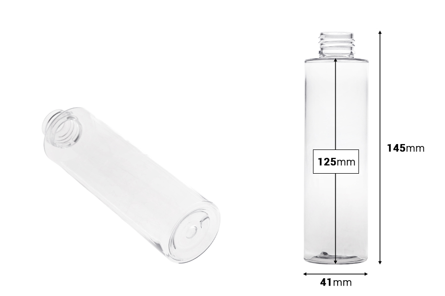 150 ml PET-Flasche in weißer oder transparenter Farbe (PP24)-bildabmessungen