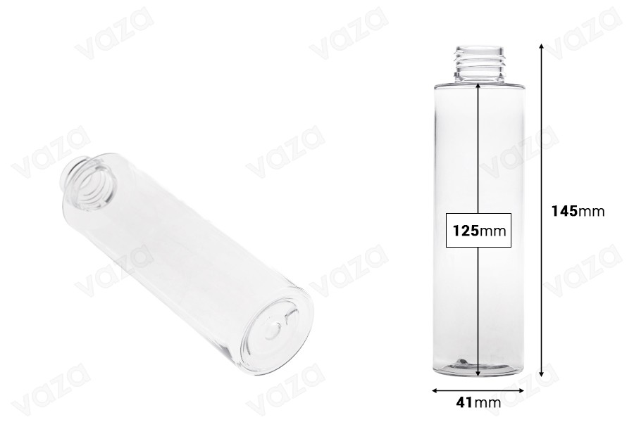 Flacon de 150 ml PET de couleur blanche ou transparente (PP24)-photo_dimensions