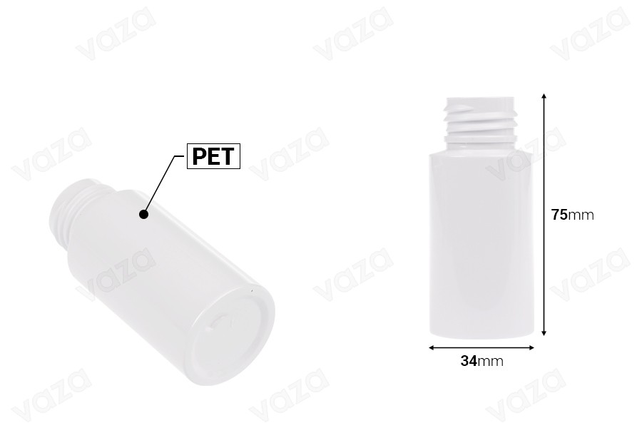 Μπουκάλι 40 ml PET σε λευκό χρώμα (PP24) Μπουκάλι 40 ml PET σε λευκό χρώμα (PP24)-εικόνα_διαστάσεις
